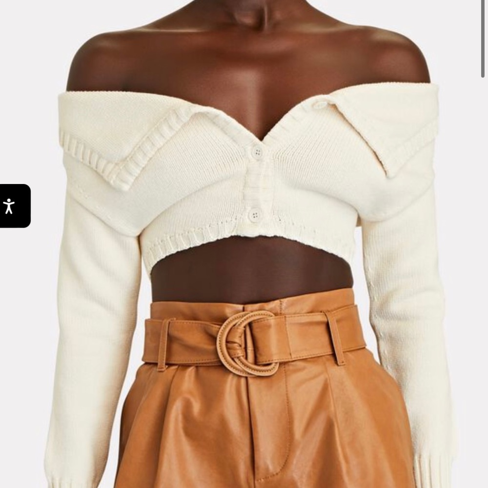 PHILOSOPHY DI LORENZO SERAFINI OFF-THE-SHOULDER CROPPED CARDIGAN